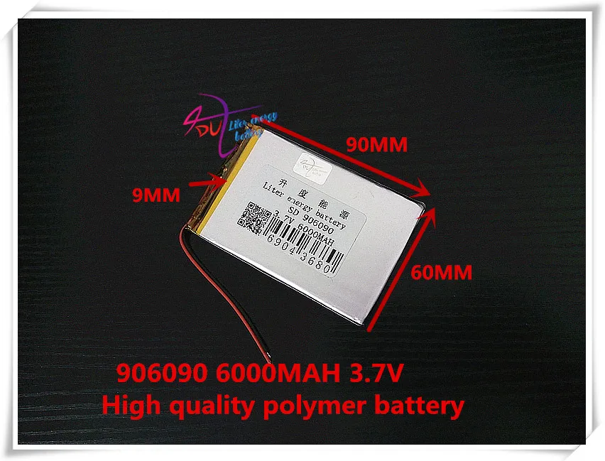 3.7V 6000mAH 906090 polymer lithium ion battery / Li-ion battery for tablet pc,power bank,E BOOK;