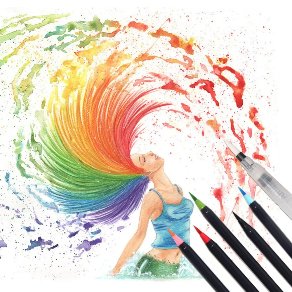 20 di colore Premium Pittura Spazzola Morbida Penna Set Acquerello Marcatori Penna Effetto Best Per Libri Da Colorare Manga Comic Calligrafia