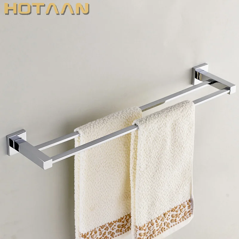 Wall Mounted 60cm Double Towel Bars Towel Holder Hooks Restroom Towel Rack Stainless Steel Chrome Bathroom accessories