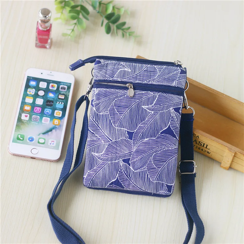 Women Canvas Small Shoulder Crossbody Bag Ladies Leaves Printing Handbag Female Money Phone Pouch Bolsa Feminina Bolso for Girls