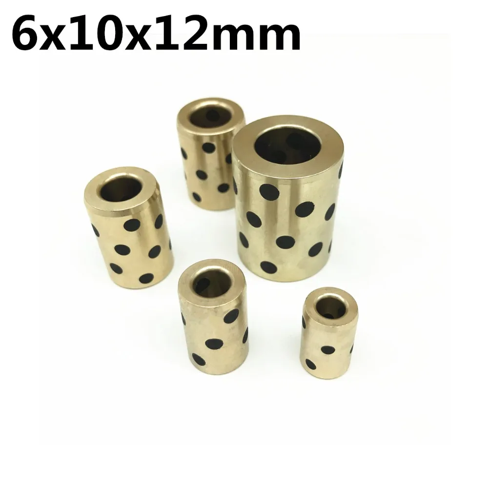 6x10x12mm Linear Graphite Copper Set Bearing Copper Bushing Oil Self-lubricating Bearing JDB