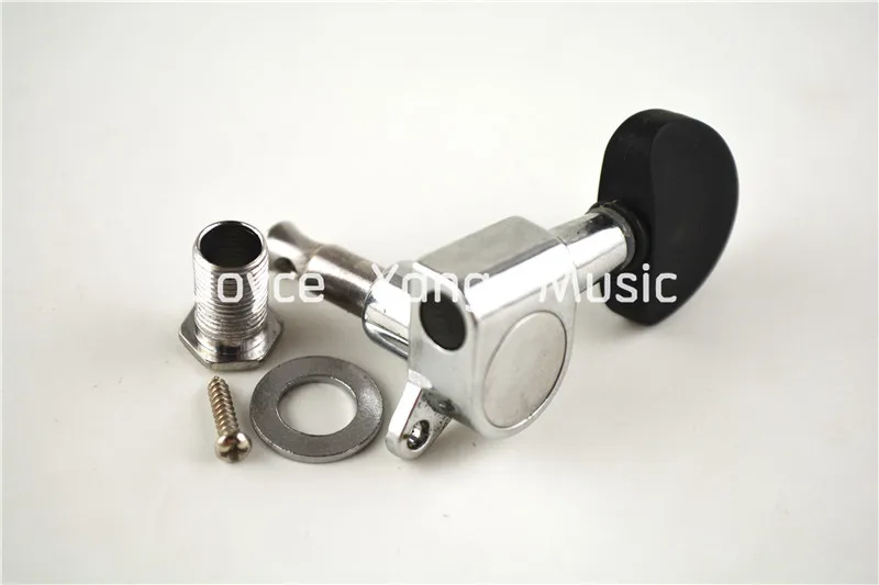 Niko Chrome Guitar Tuning Pegs Tuners Machine Head Matte Black Cap 3L+3R/6-In-Line Free Shipping Wholesales