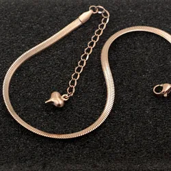 Fashion Simple Flat Snake Bone Chain Rose Gold Color Anklet Titanium Steel Women Feet Jewelry Anti-allergic