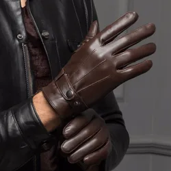 Gants courts en cuir véritable pour hommes, mitaines de conduite Luvas, écran tactile, mince, optique, noir, marron, salle de sport Gant, printemps, hiver, YY8597