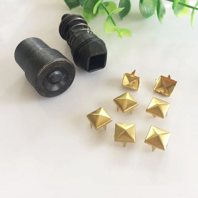 Metall Messing Material Pyramide Punk Spike Niet Nieten Nieten mit spitzen Zinken Matrizen Form werkzeug für Leder Handwerk DIY Taschen Kleider gürtel – Detail 3