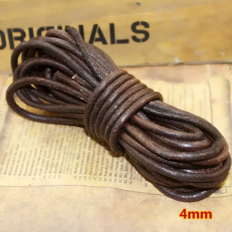 2meter 1-8mm Retro Braun Echtes Echtes Lederband Runde Flache Seil String Für DIY Halskette Armband schmuck Machen Zubehör