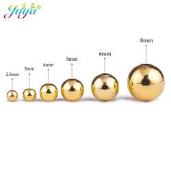 Juya DIY 18K Gold Silver Plated 2.5 3 4 5 6 8mm Hollow Copper Seed Beads For Handmade Natural Stone Braid Beading Jewelry Making