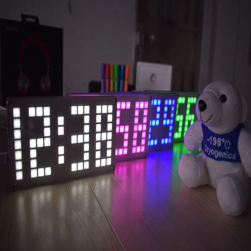 DS3231 DIY Digital LED Clock Kit digit Light Control Temperature Date LED Lattice Clock Kit Time Display