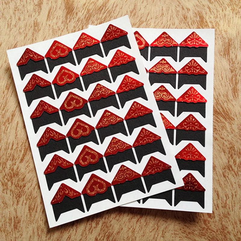 96 pcs/lot (4 sheets) DIY Gold dust Corner Paper Stickers for Photo Albums Frame Decoration Paste Album Scrapbooking