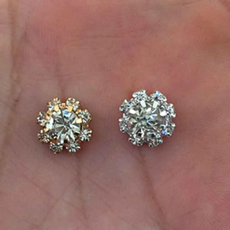 Engood 100Pcs DIY Round Metal Rhinestone Small Button for Wedding Sewing Trim Embellishments Craft Buckles Headband ZJ108-HZ166