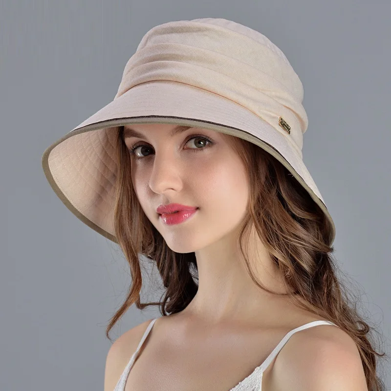 

Female Summer Korean Travel Sun Hat Lady Outside Travel Hats Women Leisure Beach Cap Sun Protect Foldable Cap B-7593