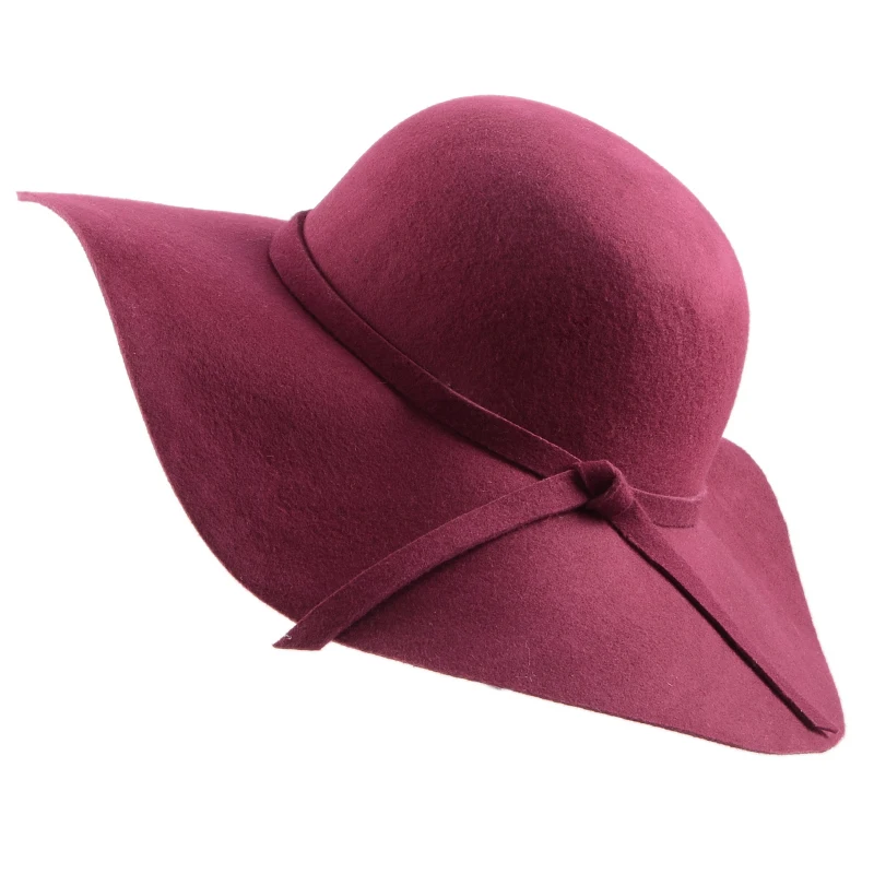 (13 Colors)High Quality 100% Wool Fashion New Vintage Women Ladies Floppy Wide Brim Felt Fedora Cloche Hat Cap