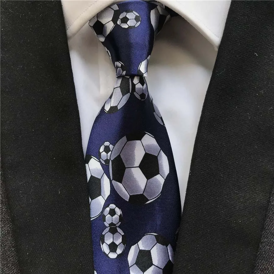 Men's Ties Football Printed Neckties Personality Neck Ties for Club Party