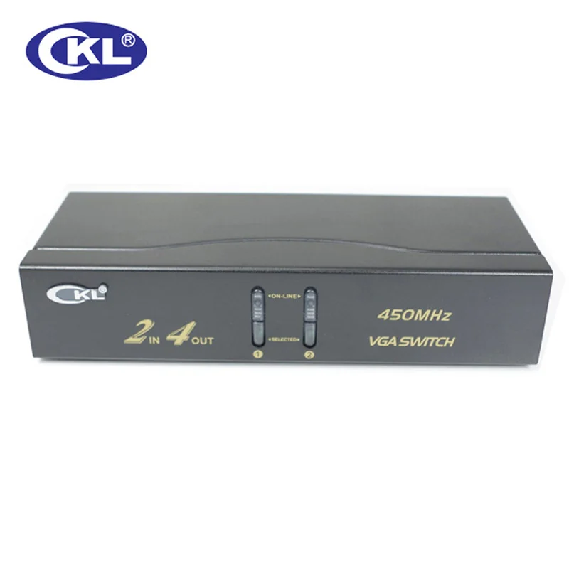 CKL VGA التبديل 2 في 4 خارج دعم 2048*1536 450MHz لجهاز مراقبة Big شاشة الإسقاط نقل يصل إلى 60 متر CKL-224B