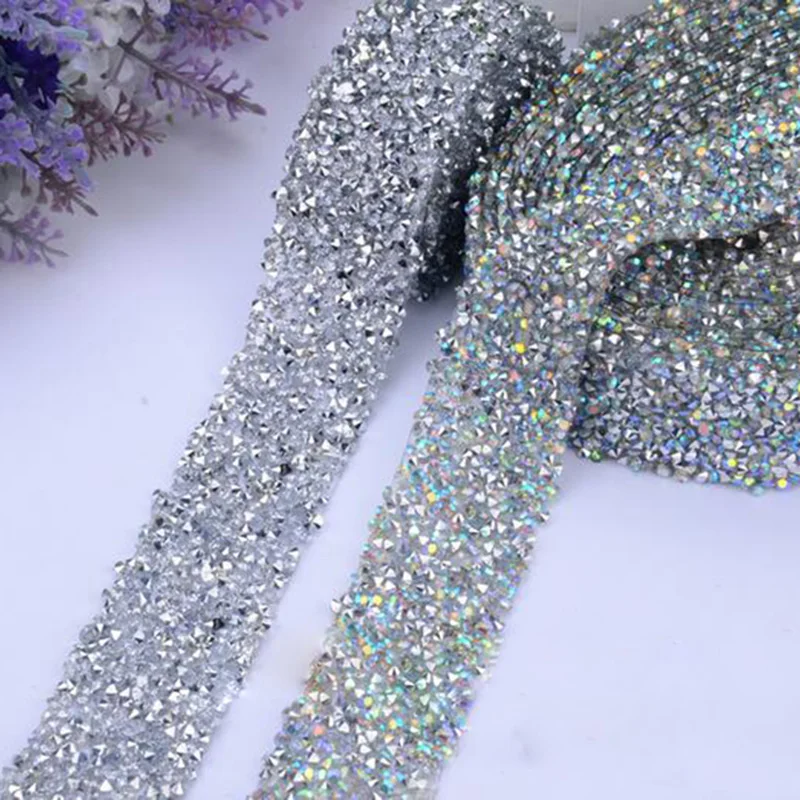 

10 ярдов стеклянная отделка со стразами, аппликация из кристаллов и бисера, исправление, железная повязка для DIY ремесла, украшение, вечернее платье
