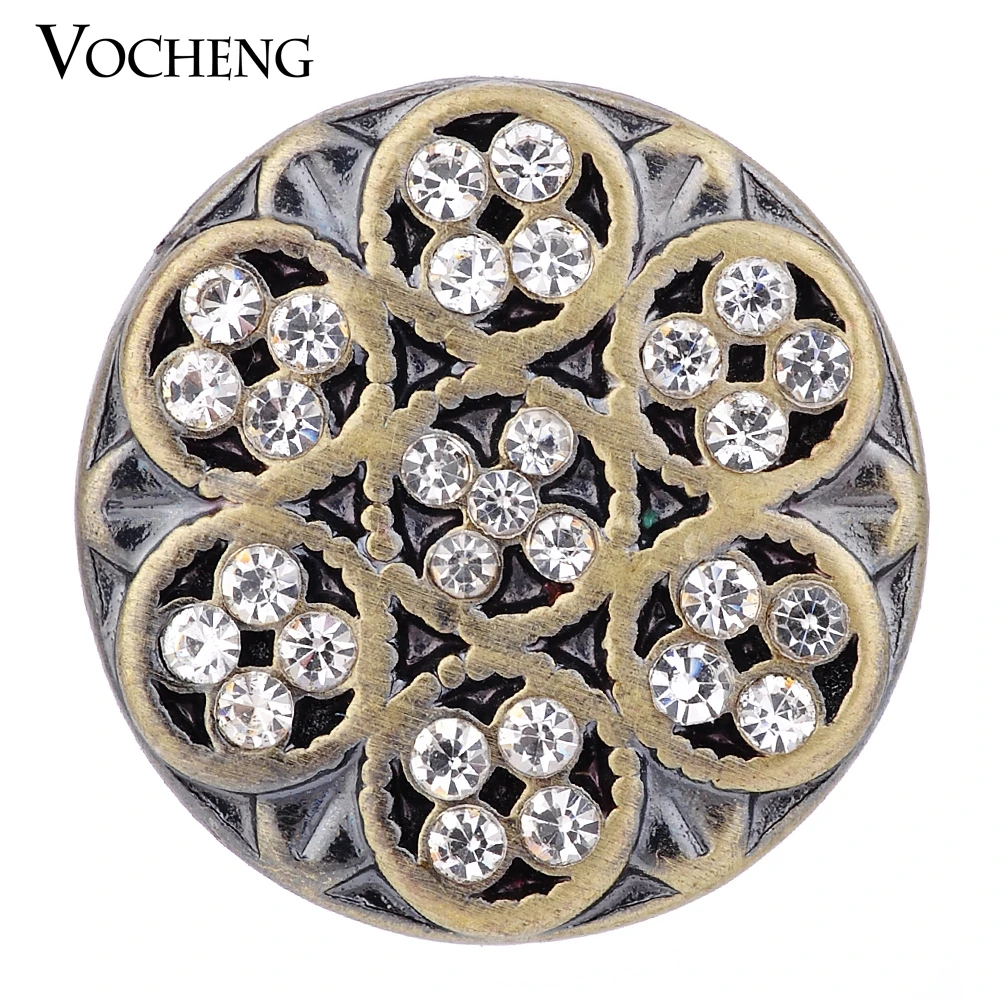 Vocheng Snap Charms Inlaid Crystal 18mm Vintage Bronze Button 2 Colors Vn-1416