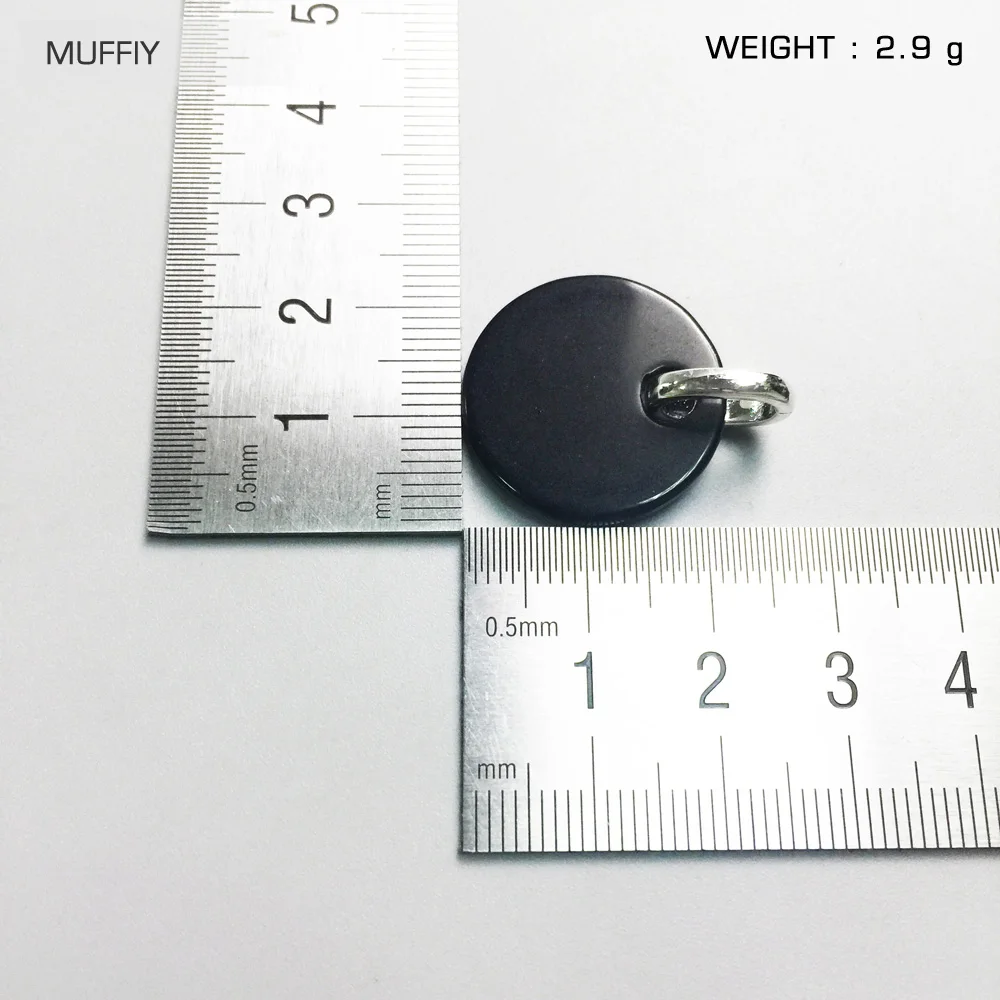 Pendant Black Onyx Round Disc 2.2cm 925 Sterling Silver Fine Jewelry Accessories Fit Necklace Classic Fashion Gift For Man Woman