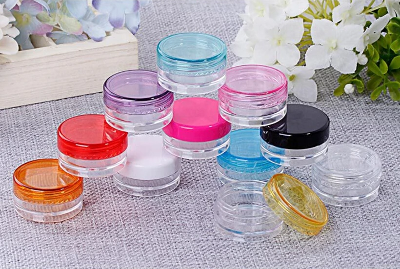 1000pcs/lot 5g clear jar 5ml plastic Packaging Sample cream pot ,nail art glitter powder case Empty box