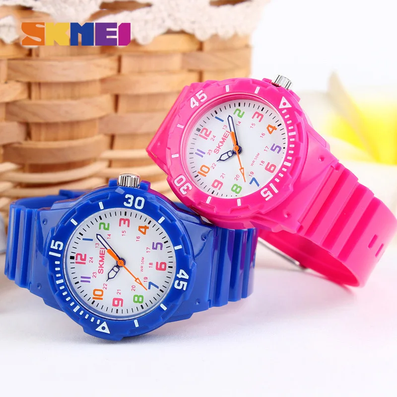 SKMEI Simple Time Date Clock For Boys Girls Relógio infantil Fashion Children Watches 50M Waterproof Kids Quartz Wristwatches