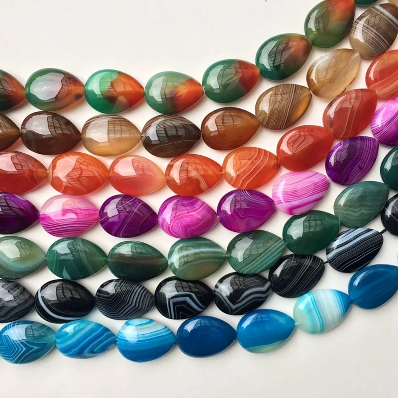 Striped Agate Beads for Jewelry Making, Water Drop Shape, Loose Beads, DIY Accessories, Wholesale, 15 in, 22x30mm