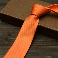 High Quality Orange striped narrow version Men's  6CM Tie Fashionable Shirt  Accessories Business Banquet  Hand knotting Necktie