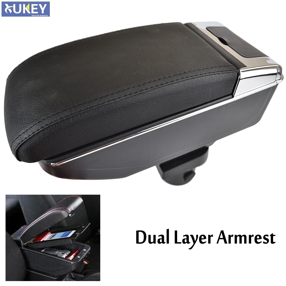 Center Console Storage Box  2006-2011 PU Leather Dual Layer Armrest Arm Rest For Toyota YARIS VITZ Hatchback 2007 2008 2009 2010