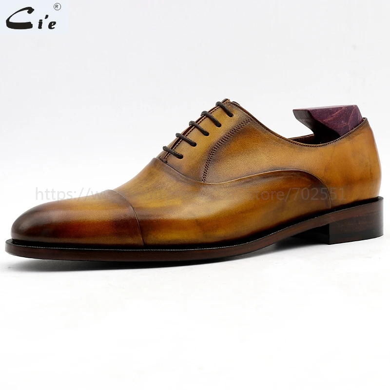 cie oxford patina captoe brown genuine calf leather men's shoe business ready shoe handmade can be quickly delivered or custom