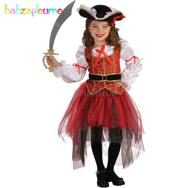 

babzapleume Brand Girls Children's Clothes Kids Dance Clothing 4pcs/set Toddler Halloween Pirate Cosplay Party Costume 2-8T Y001