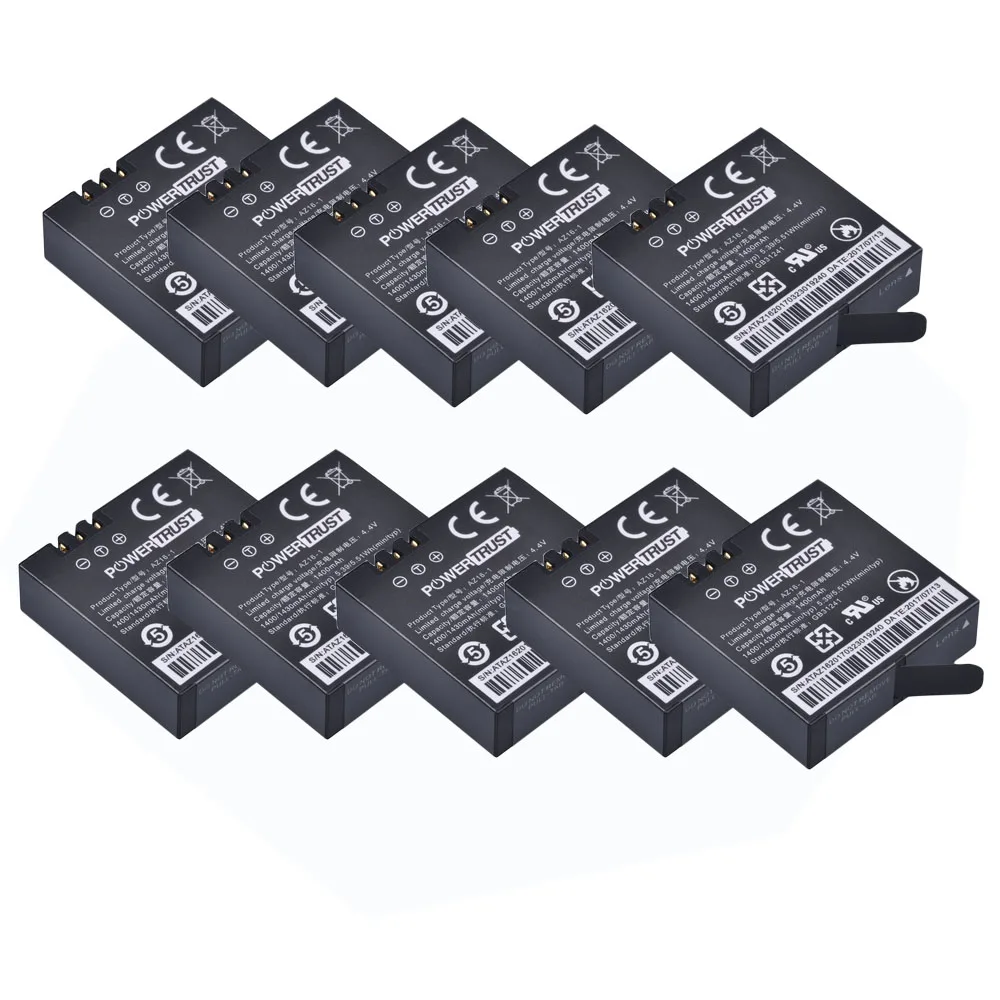 

10Pcs 1400mAh AZ16-1 3.85V AZ16 AZ16 1 Yi 4K II Replacement Battery for XiaoYi 2 4K Action Camera II Xiaomi Yi Accessories