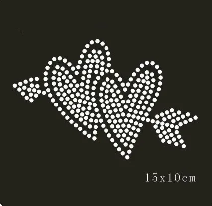 

2pcs/lot heart arrow Rhinestones iron on transfers motif hot fix rhinestone motif rhinestone iron on transfers designs