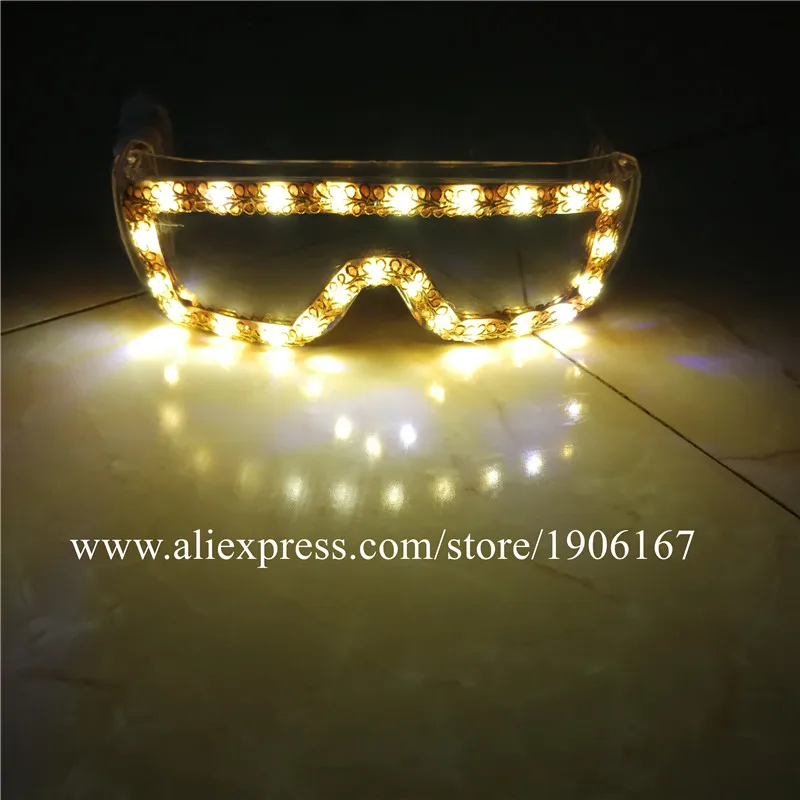 Warm Yellow  LED Luminous Party Glasses Light Up Halloween Glasses Mask For Event Supplies DJ Club Stage Show