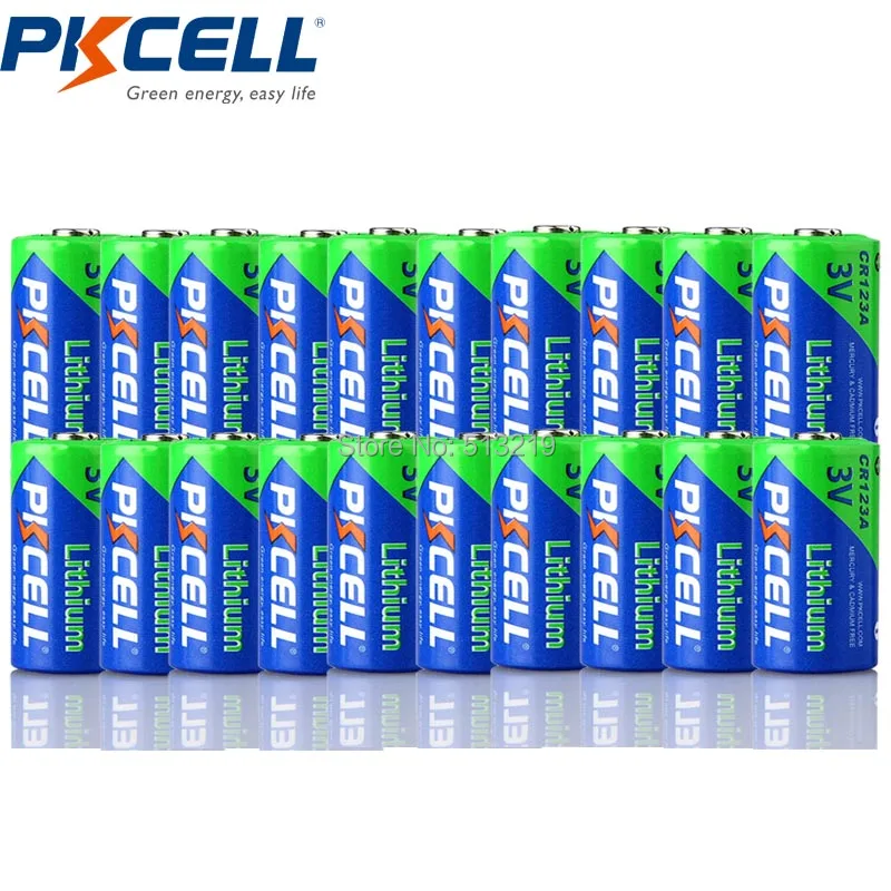 20 X PKCELL CR123A 3v battery CR 123A CR17345 KL23a VL123A DL123A 5018LC EL123AP lithium Non-rechargeable batteries