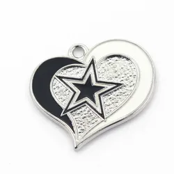 12Pcs/lot New Heart Star Charms Dangle Charms DIY Bracelet Necklace Jewelry Football Sport Hanging Charm