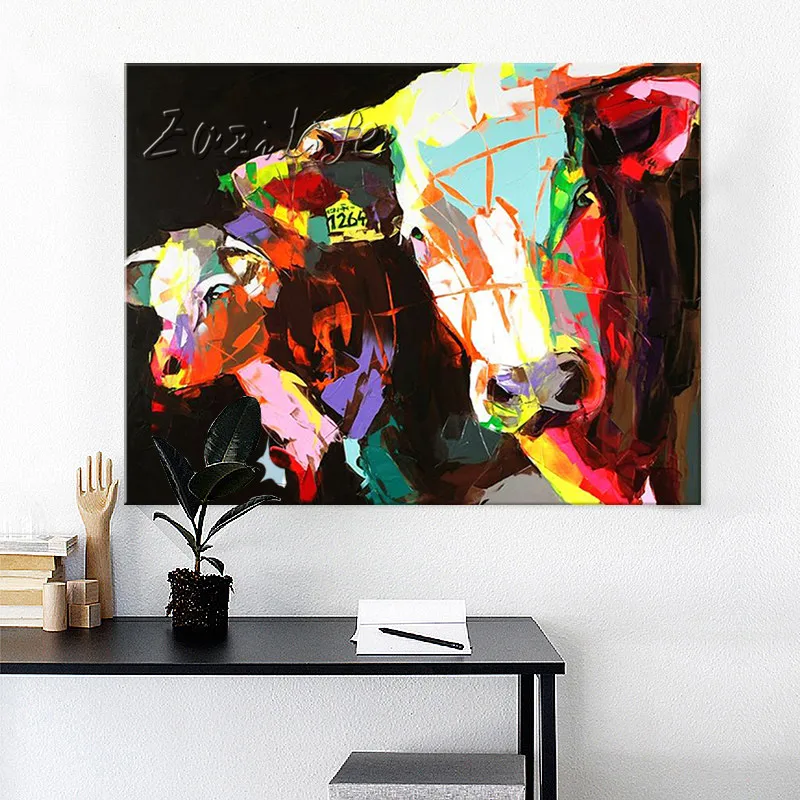 

Oil painting On Canvas Wall Pictures Paintings For Living Room Wall Art Canvas Pop art cow modern abstract hand painted 17