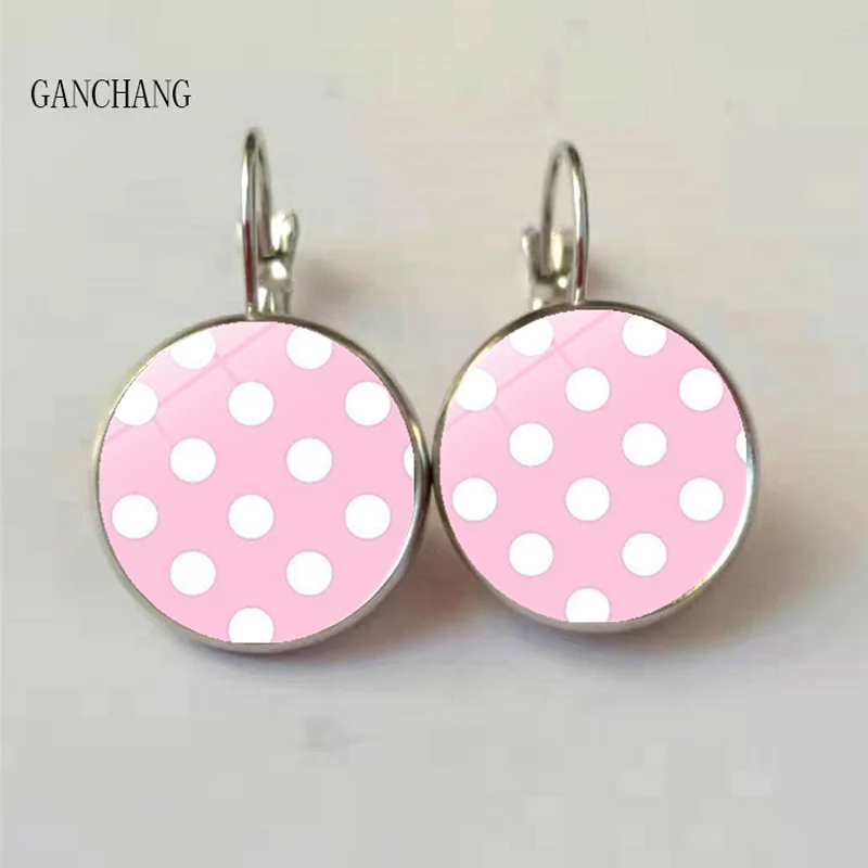 8 color wave point round glass cabochon earrings jewelry fashion earrings women\'s gift