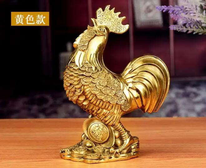 

20cm Lucky Chinese Feng shui Bronze Animal Zodiac Chicken Rooster Auspicious Statue