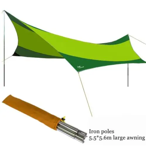 Flytop High Quality 550cm*560cm Iron Poles UV Beach Tent Sun Shelter Camping Tent Awning Tarp With Silver Coated Oxford Fabric