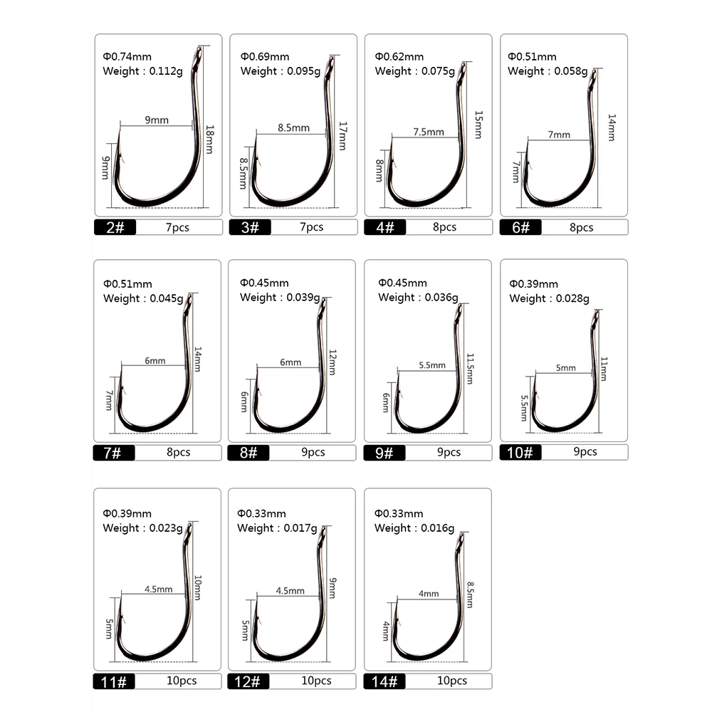 FTK Wide Gap Ringed Eyed AJI Fishing Hooks From JAPAN For Perch High-carbon Steel Barbed 7-10 Pcs / Lot Size2-14#  Needle Point