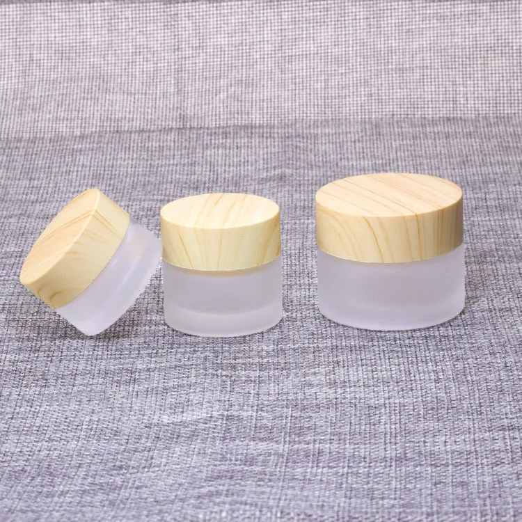 5G 10G 15G 30G 50G Frost Glass Bottle Plastic Bamboo Lid Glass Jar Empty Bottle Cream Jar Cosmetic Packaging Container