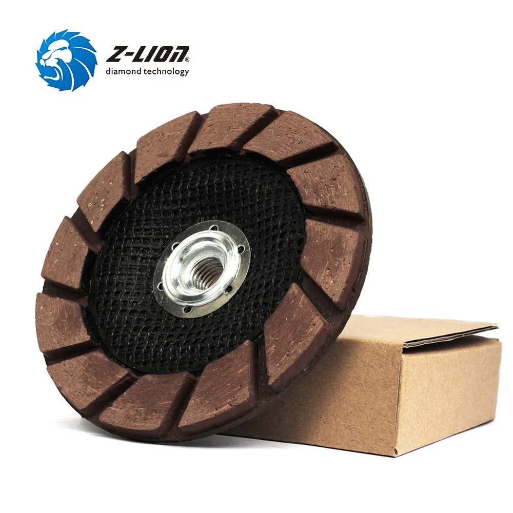 Z-LION 5 Inch Diamond Ceramic Bond Cup Edge Grinding Wheel Concrete Edge Dry Polishing Cup Wheel 125mm Grit 30-400# M14 & 5/8-11