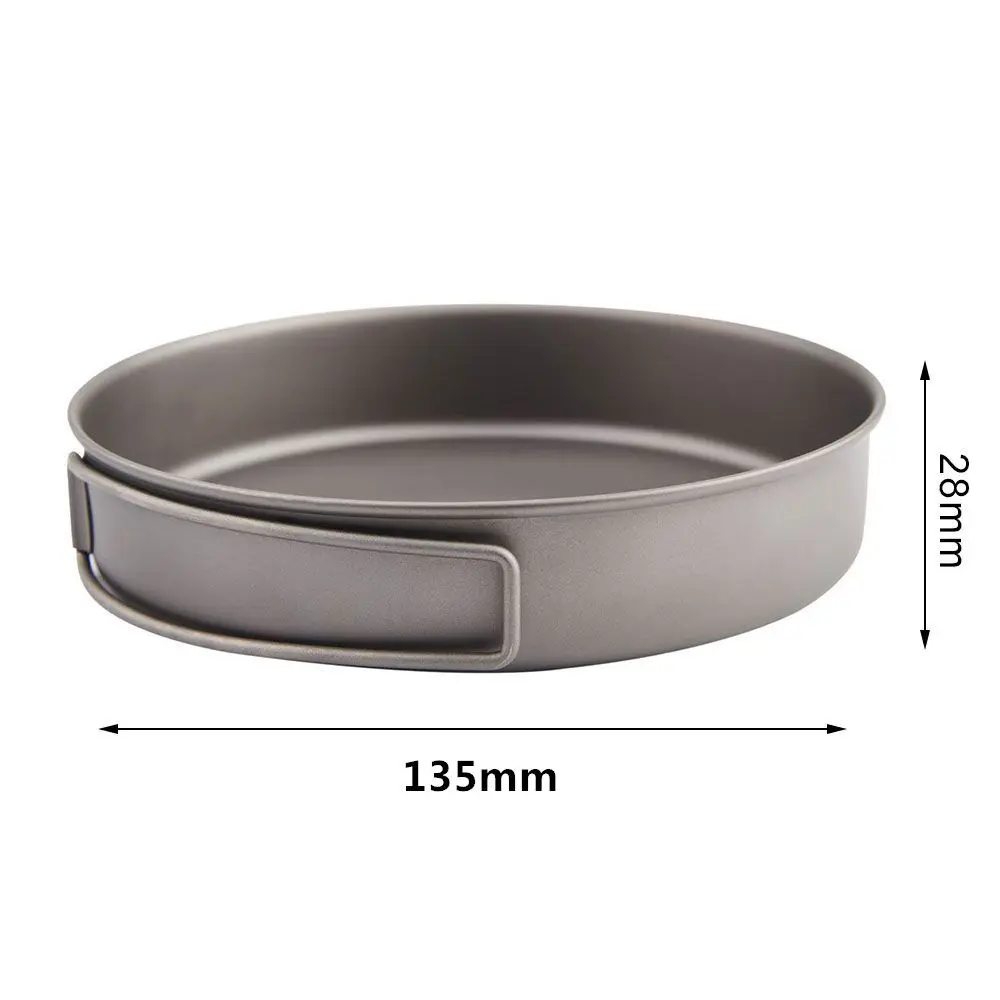 TOAKS Titanium Outdoor Cookware Pan Plate With Folding Handle Ultralight Diameter 130mm PAN-130