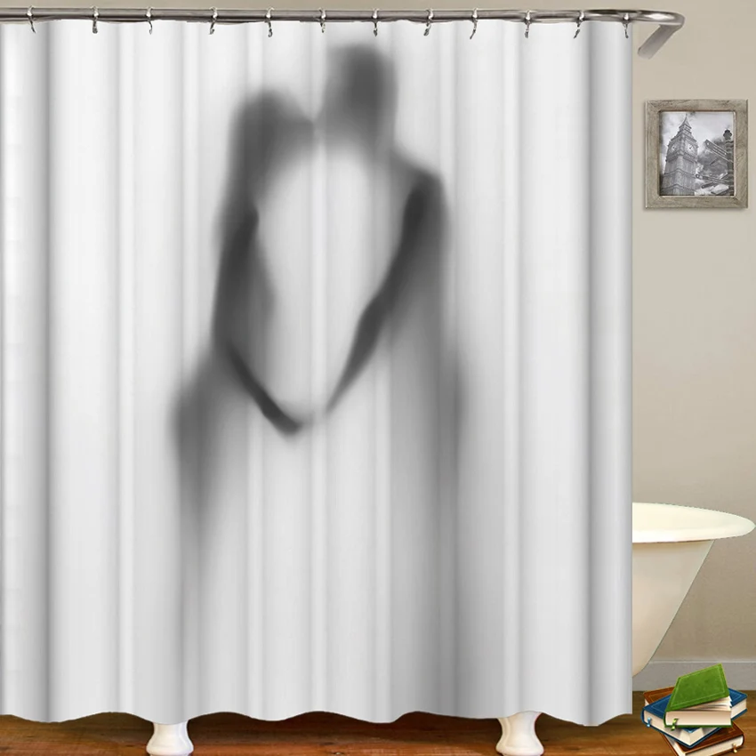 Sexy White Polyester Shower Curtains Creative Eco-friendly Waterproof Shower Curtain Bathroom Woman Bath Shadow Series
