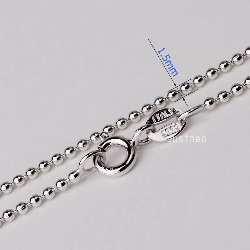 JustNeo Solid 925 Sterling Silver Ball Chain Necklace,Basic Chains for Pendants