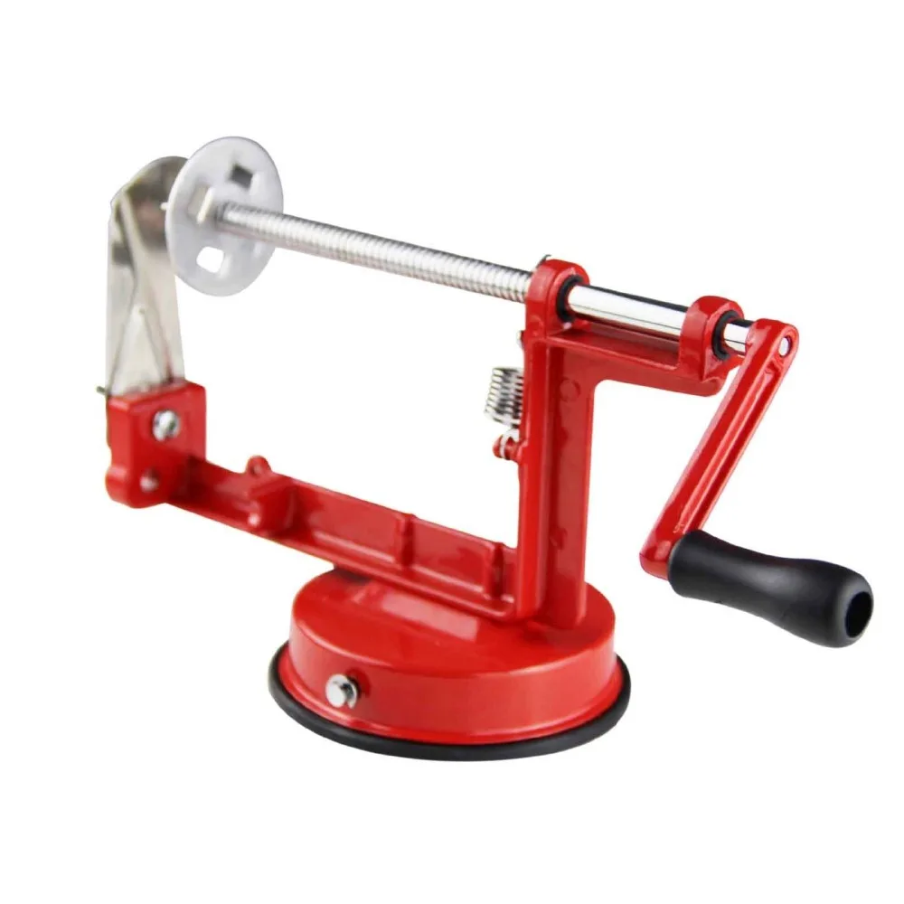 Manual Red Stainless Steel Twisted Potato Apple Slicer Spiral French Fry Cutter