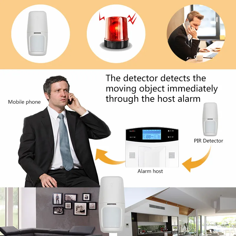 Wireless Intelligent PIR Motion Sensor Alarm Detector For  Home Burglar Alarm System Security Built-in antenna Free Shipping