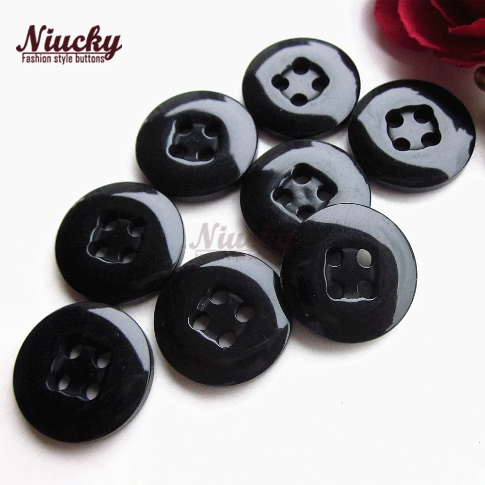 Niucky buttons 17.5mm 4 holes Black / Dark blue sewing button for Pant sweater cardigan High grade bulk sewing buckle R0201-050
