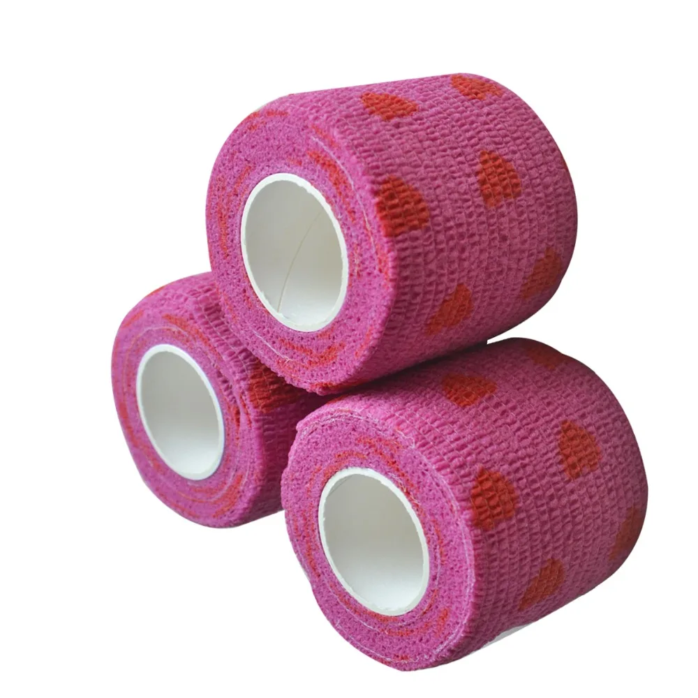 

2Pcs/Lot Waterproof Self Adhesive Bandage Elastic Wrap Rose Heart Shape Cohesive Sport Tape Medical Treatment Joint Protector