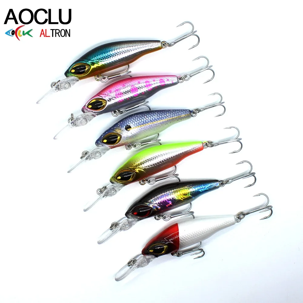 AOCLU-Crankbait hundimiento, señuelo Minnow, sonajero para lubina, agua salada, pesca costera, anzuelo VMC, 50mm, 4,2G, buceo rápido, 1,0 M