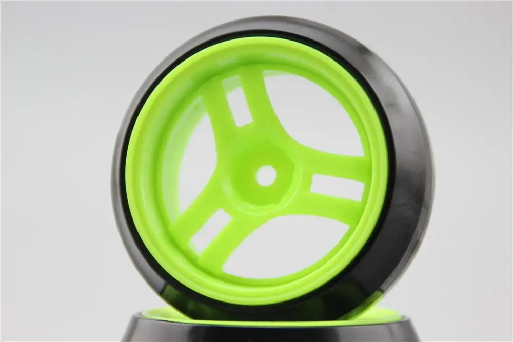 Llanta de derrape dura para coche teledirigido, 4 unidades, T3S1NG, 4mm offset (Material verde), apto para coche de derrape 1:10, 1/10