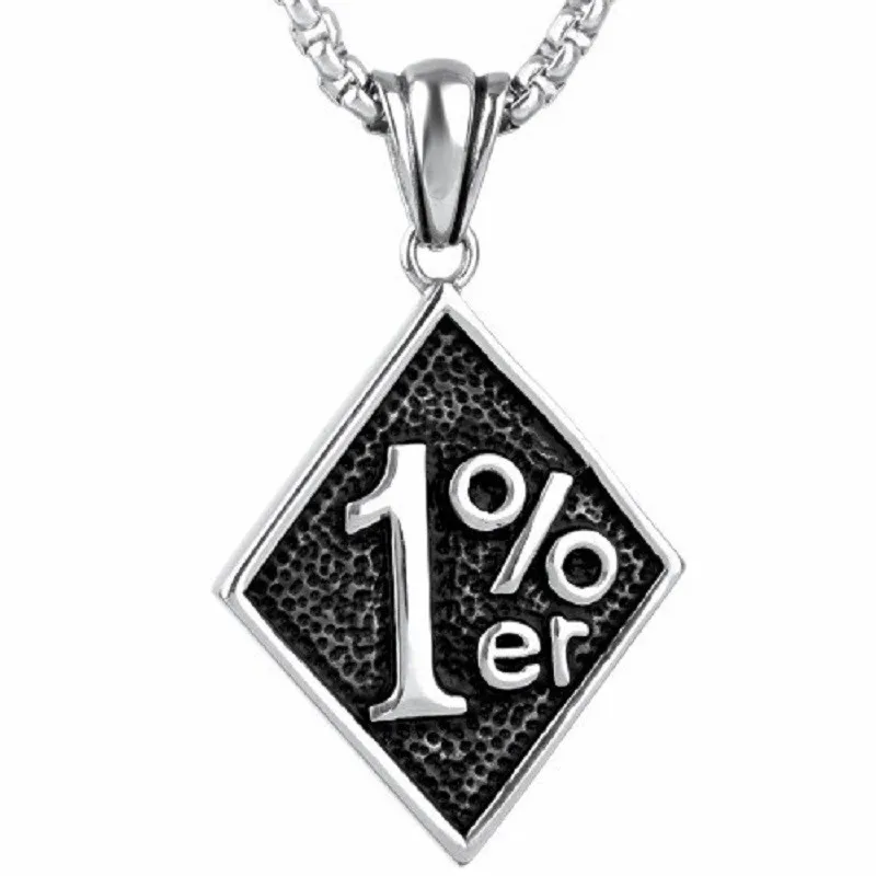 Men Silver color 316L Stainless Steel 1%ER Motorcycle Club Biker Pendant Men\'s Jewelry